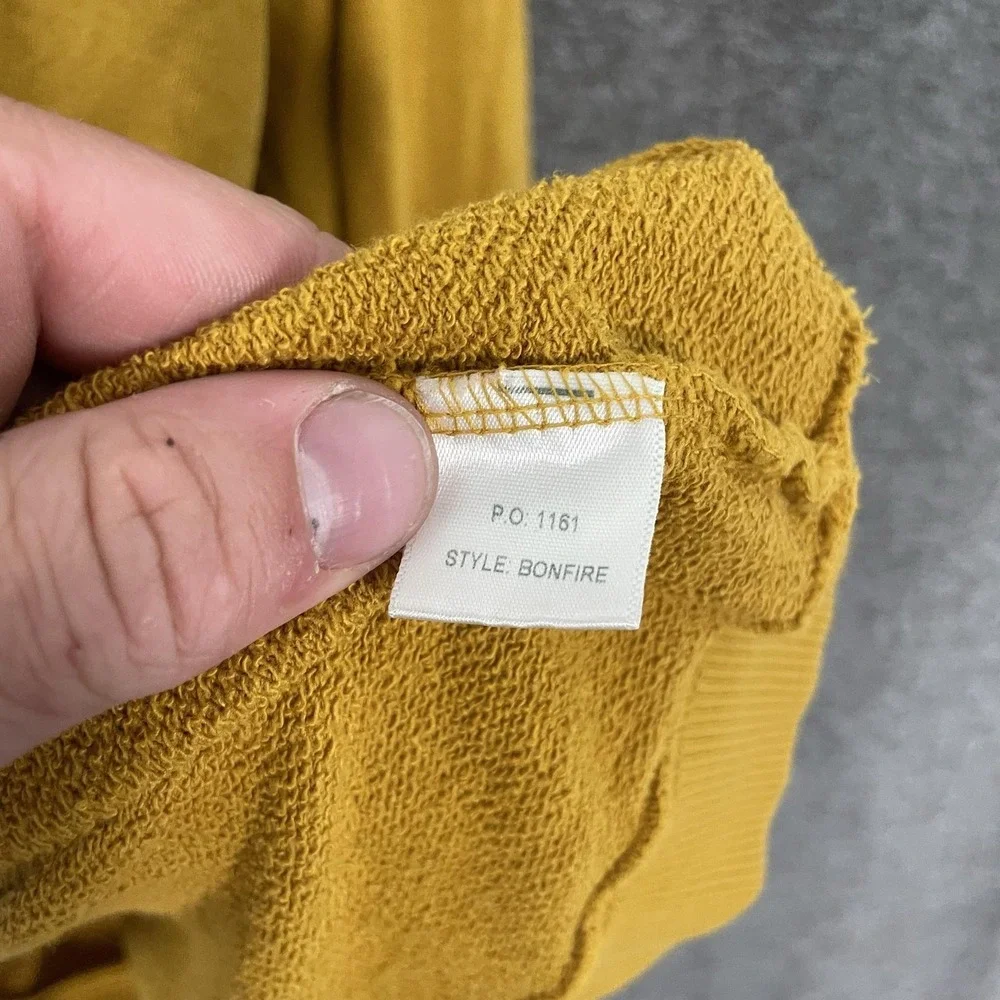 Jungmaven Sweatshirt Mens Large Yellow Bonfire Hemp Cotton Crewneck Made USA - Picture 6 of 8